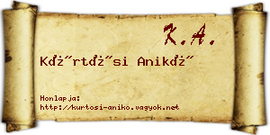 Kürtösi Anikó névjegykártya